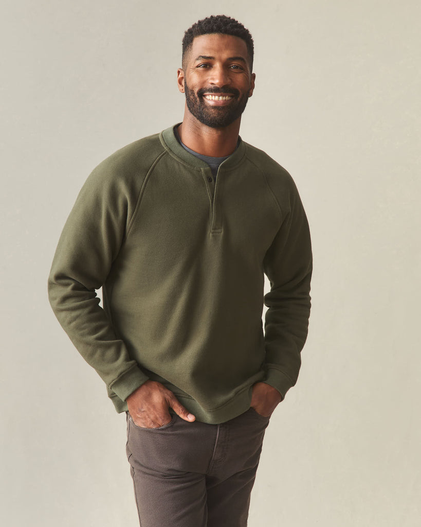 Men's Midweight Snap Henley - Deep Olive