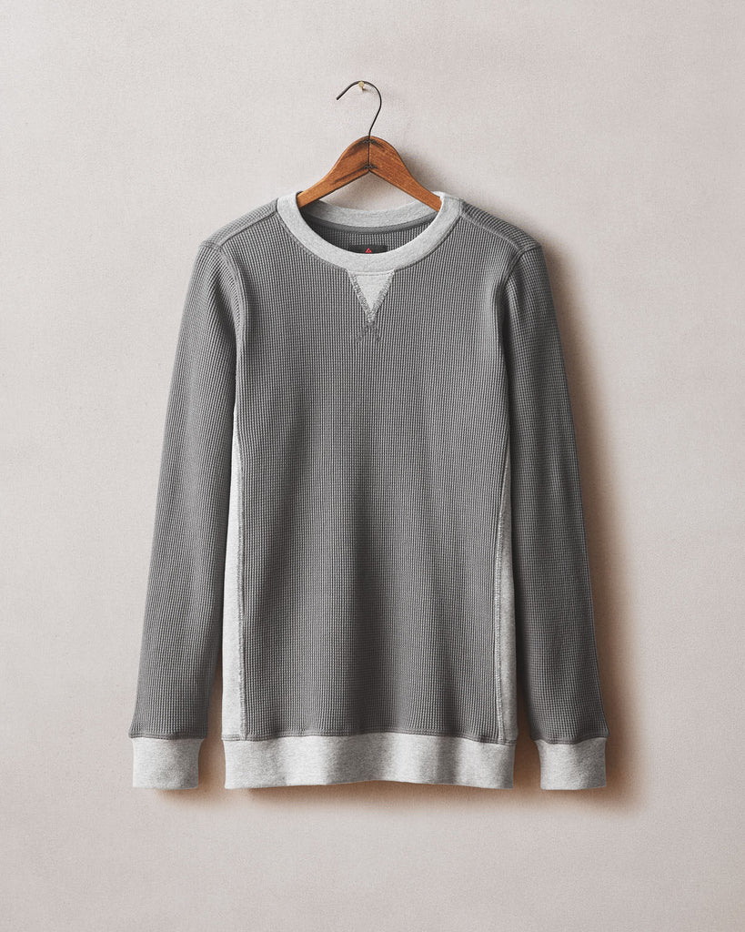 Men's Colorblock Summit Waffle Long Sleeve Crew - Lava Smoke Heather G