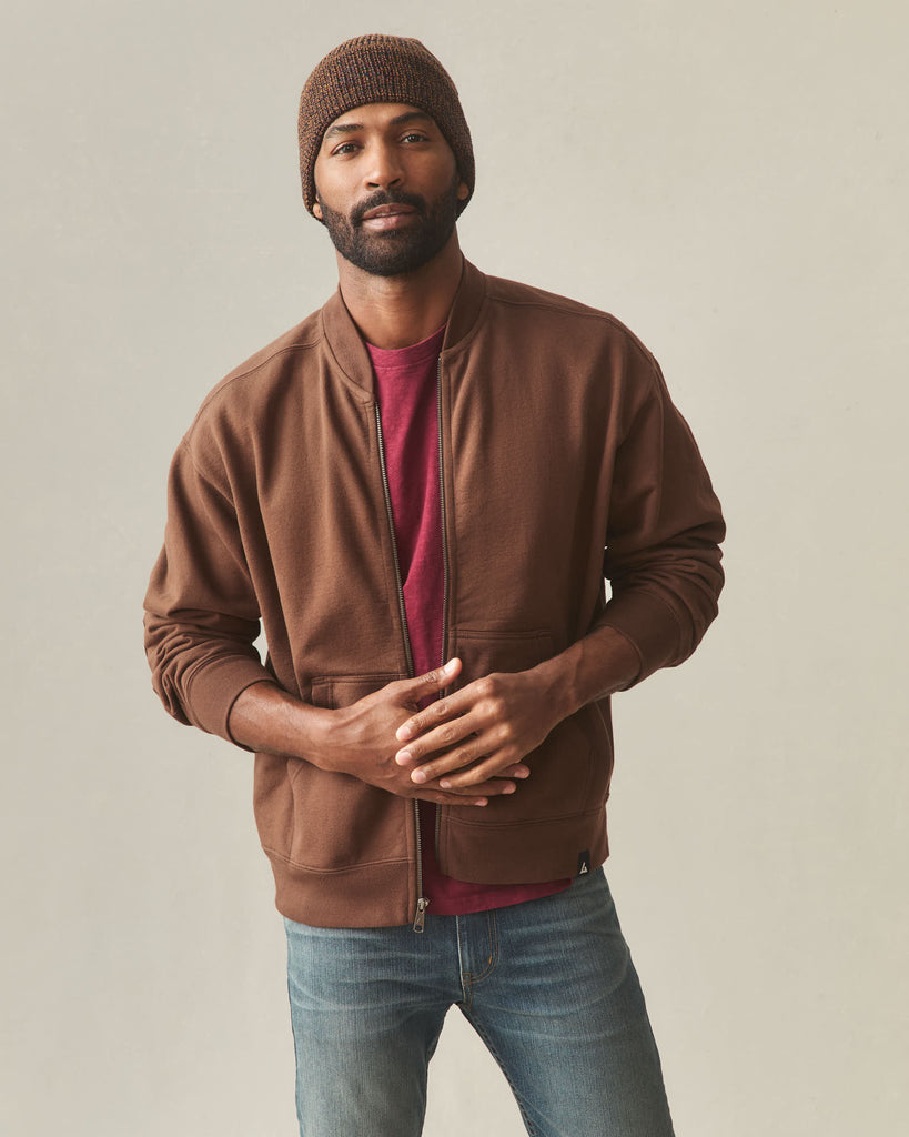 Men's Fleece Bomber Jacket - Cocoa