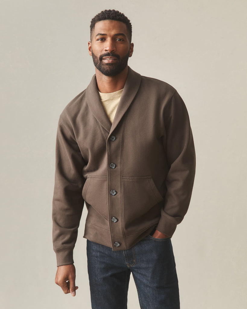Men's Shawl Collar Cardigan - Turkish Coffee