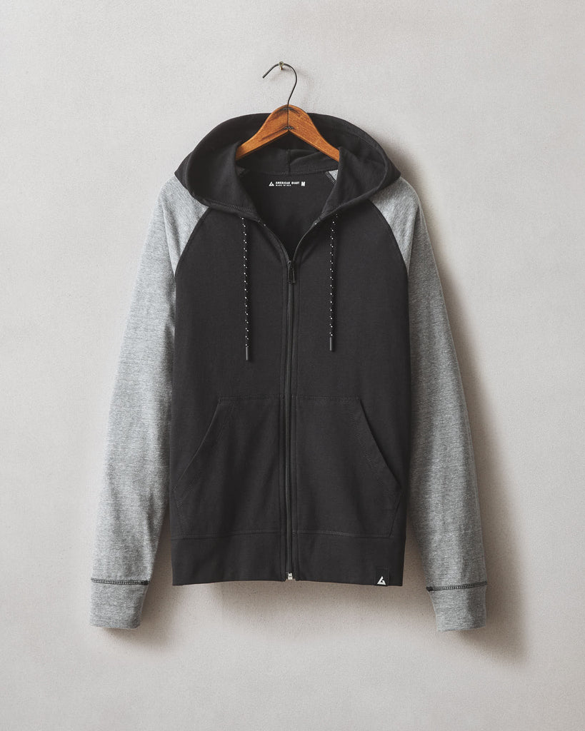 Men's Colorblock Lightweight Full Zip - Dark Charcoal Black