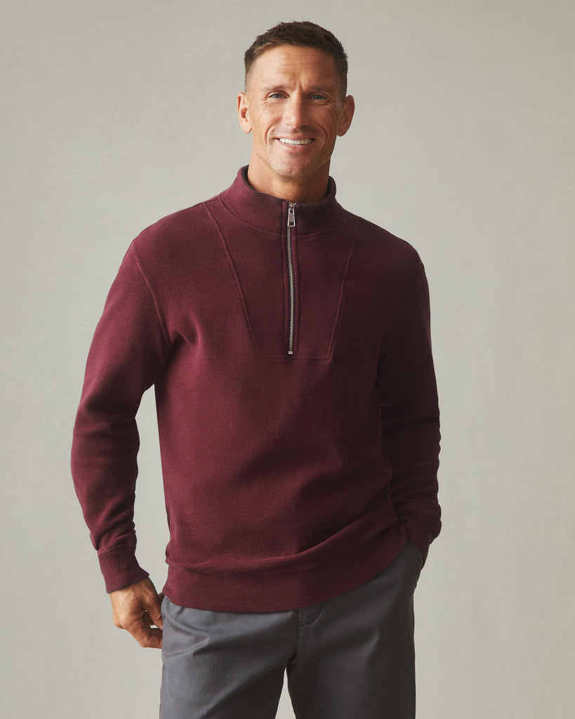 Men's French Rib Half Zip - Zinfandel