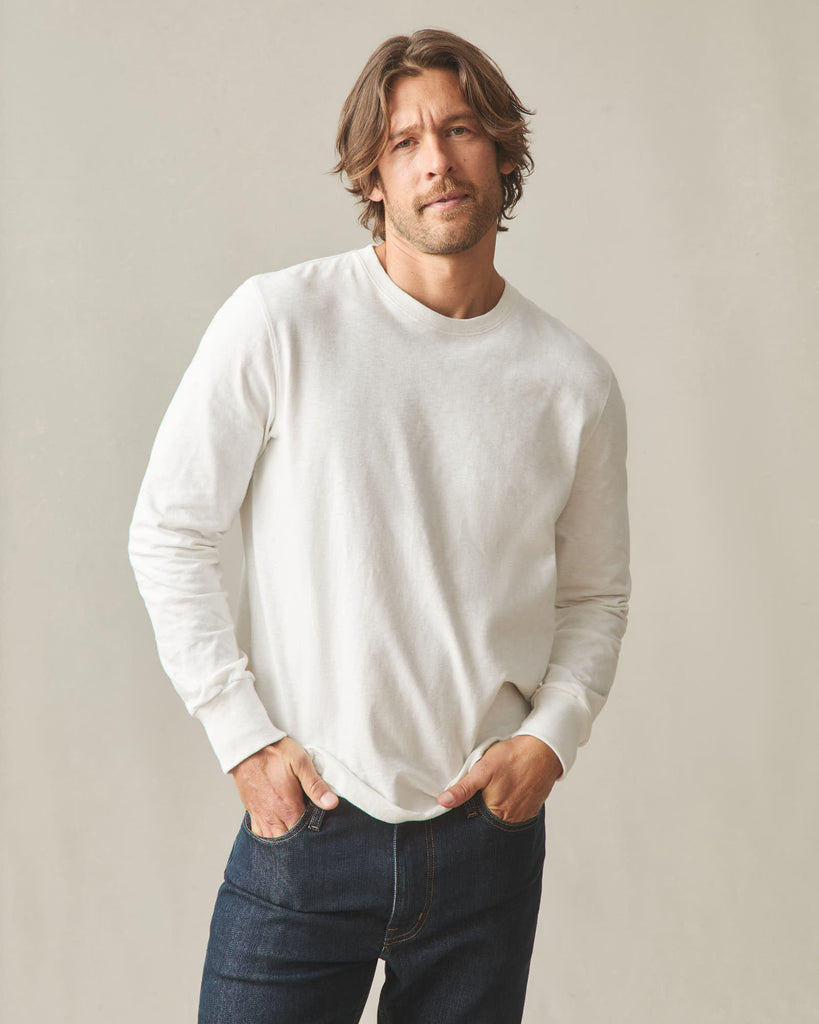 Men's Premium Slub Long Sleeve Crew Tee - Bone