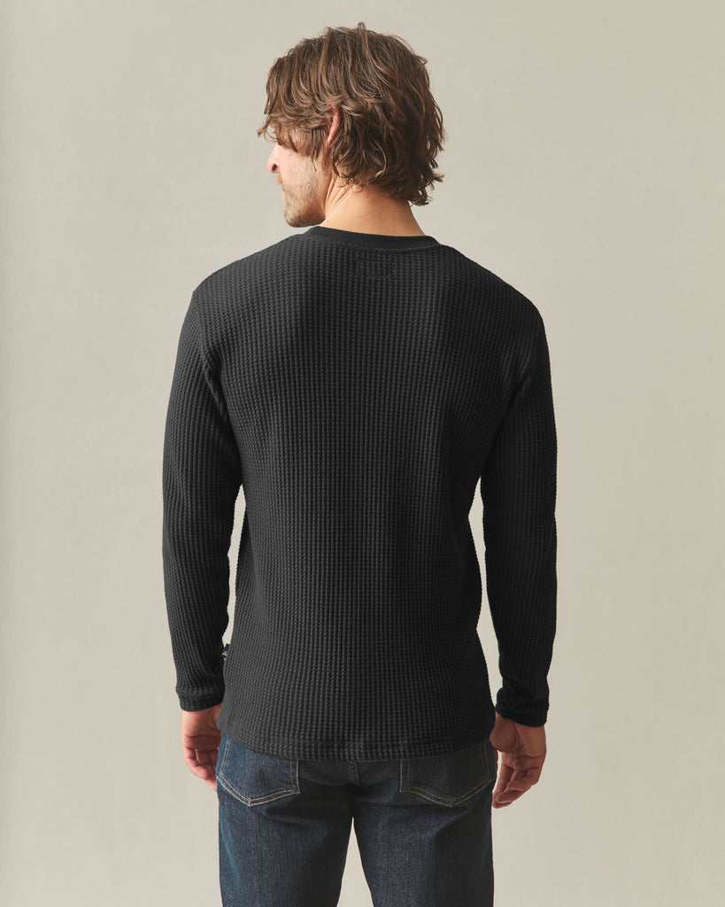 Men's Waffle Long Sleeve Crew - Black