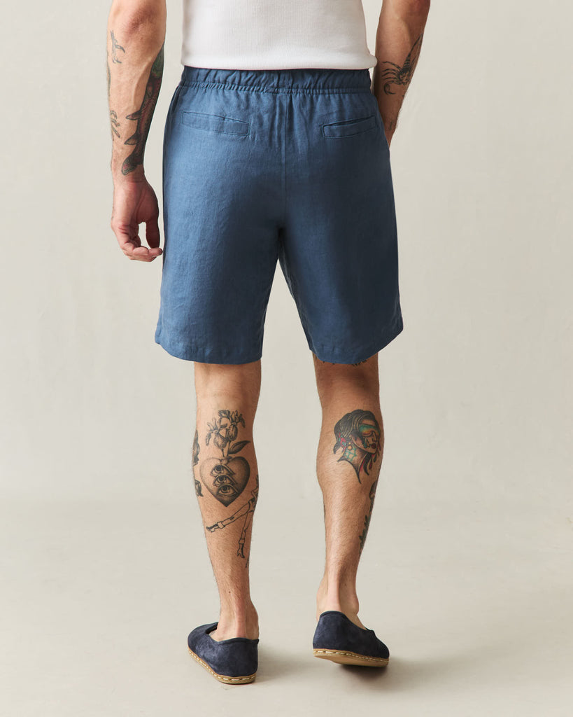 Men's Linen Shorts - Ensign Blue