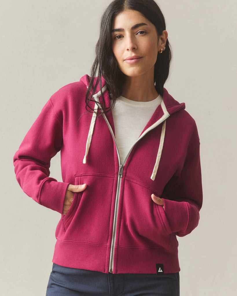 Women's Midweight Full Zip - Beet Red