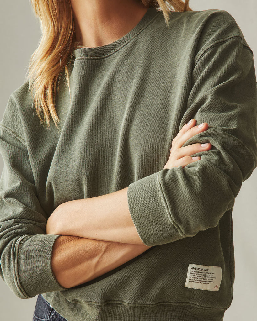 売れ筋商品|||ポエティックジャスティス パーカー・スウェットシャツ アウター レディース Plus Size French Terry Open Back Long Sleeve Sweatshirt Oatmeal grey Women's Vintage Wash Relaxed French Terry Crew - Olive