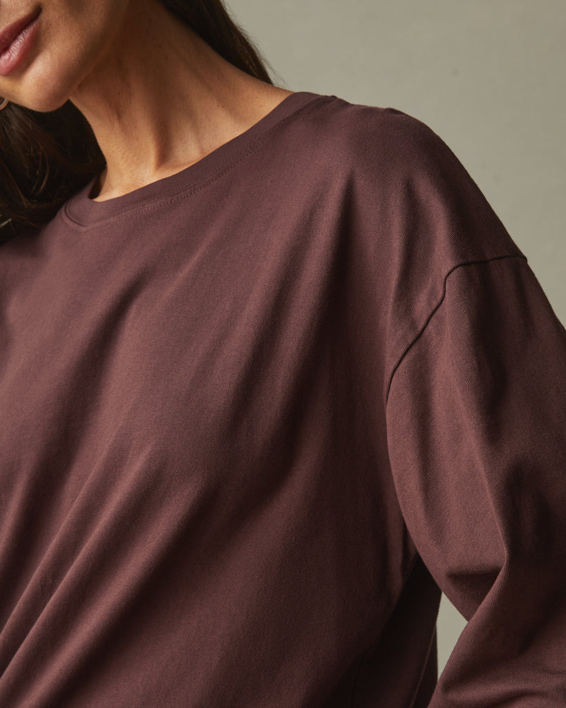 Women's Relaxed Cotton Long Sleeve Tee - Puce