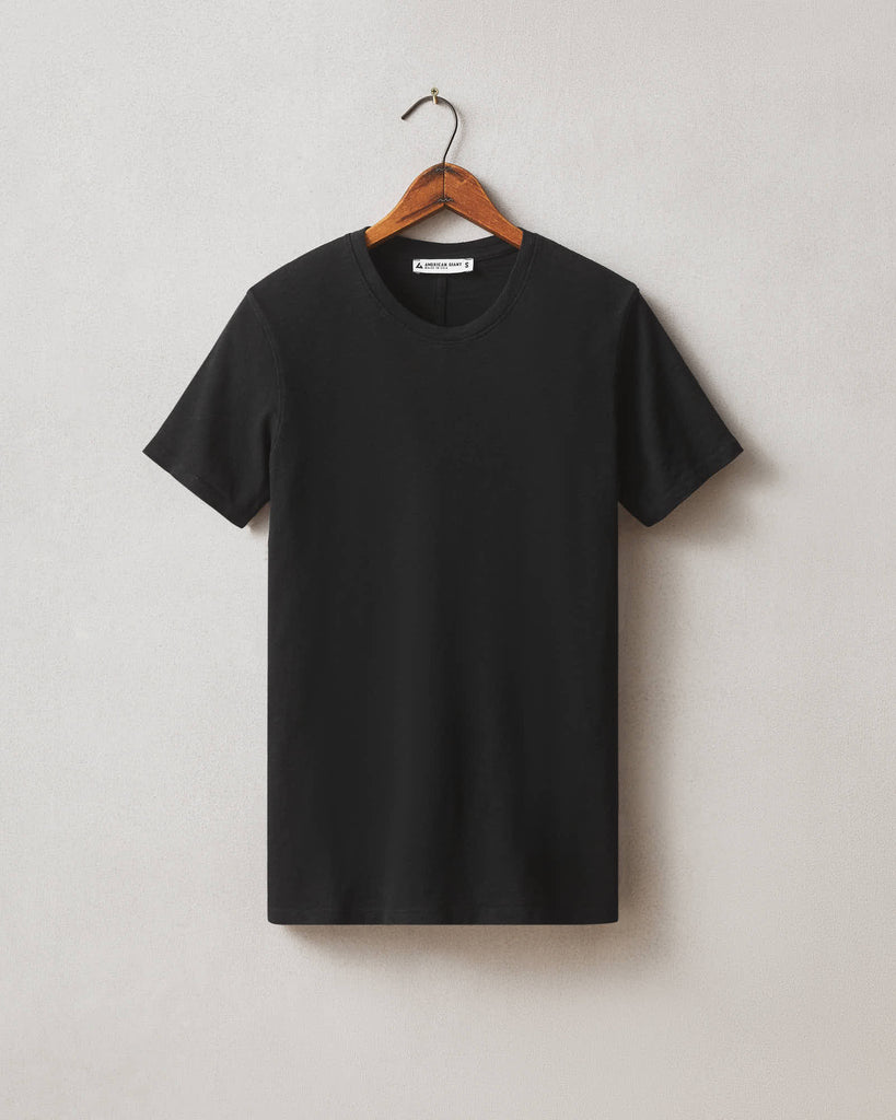 ★LMOOD★ W Jane Slub Unik Half Sleeve T-Shirt Black Slub Jersey Short Sleeve Crew - Black | James Perse Los Angeles