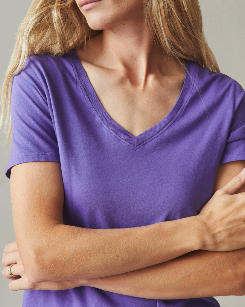 Salsation V Neck T shirt Lilac色（S）サイズ 新品 V-neck T-shirt In Stretch Linen Blend For Women | J.Crew