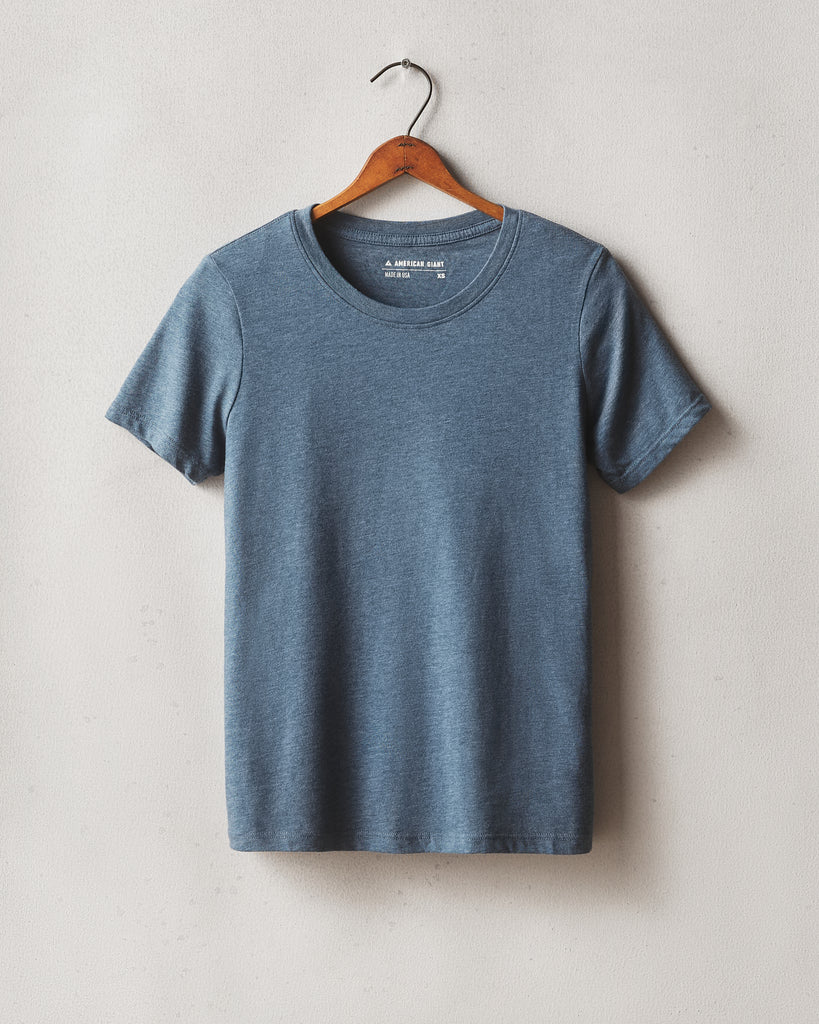 Women's Classic Cotton Crew Tee - Blue Storm Heather