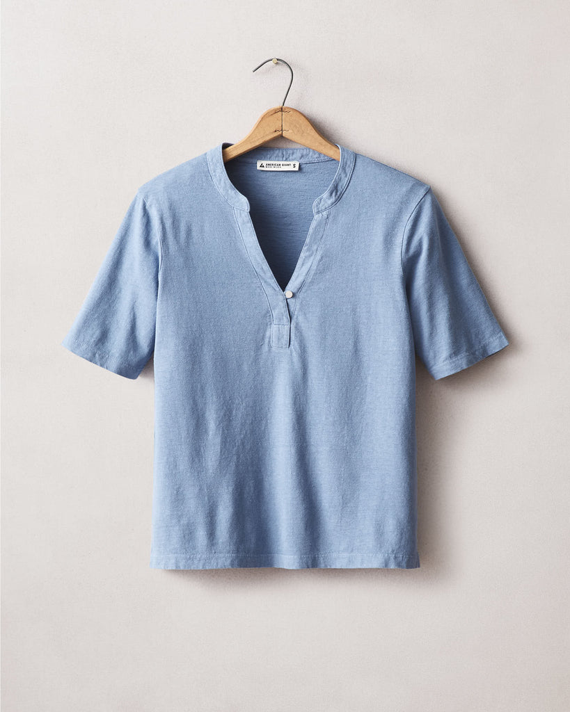 Women's Hemp V-Notch Tee - Colony Blue