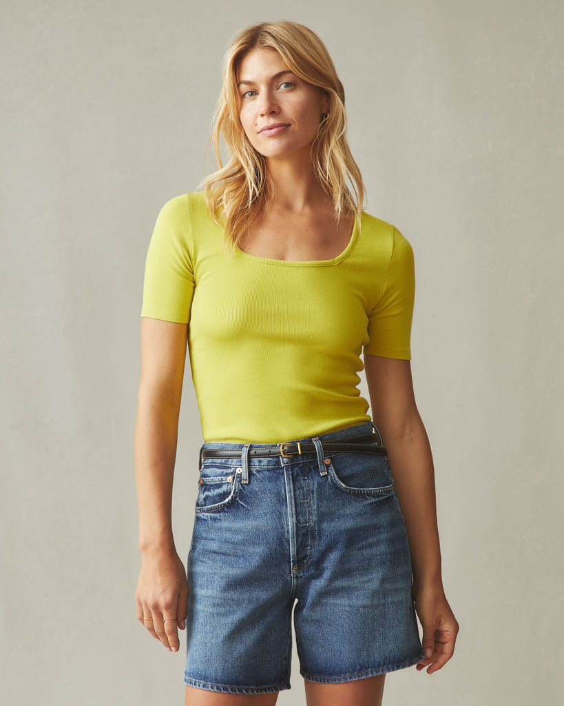 Women's Luxe Rib Square Neck Tee - Snake Eye