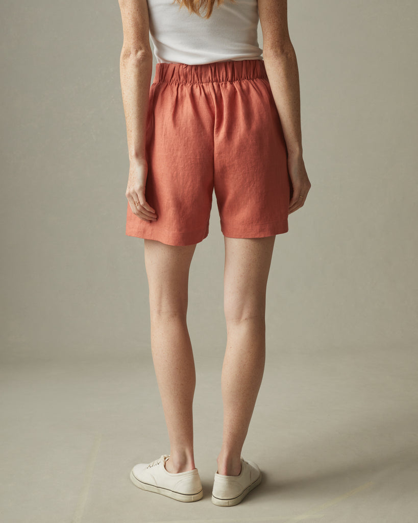 Apricot Cotton Linen Shorts