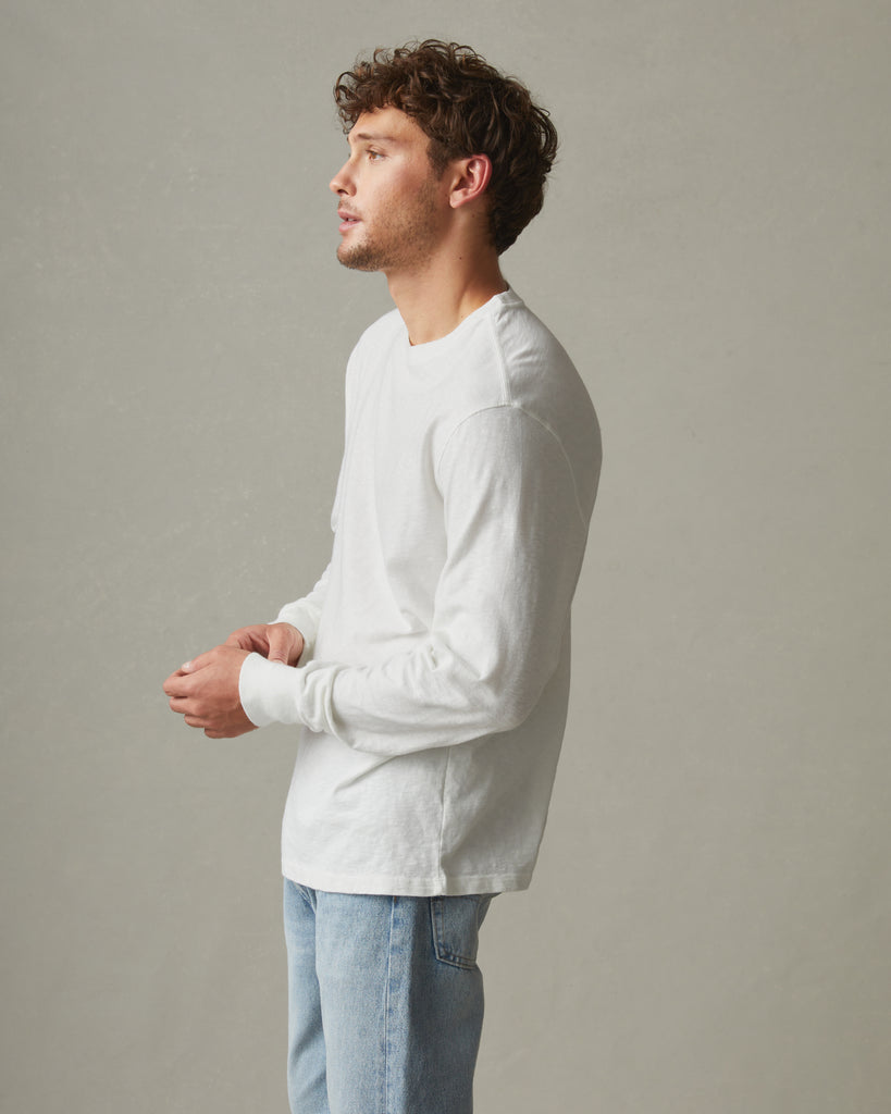 Men's Premium Slub Crew Long Sleeve Tee - Bone Men's Premium Slub Crew Long Sleeve Tee - Bone