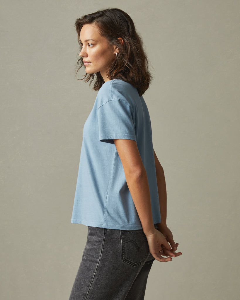 Miles Chain Stitch Relaxed T-Shirt - Powder Blue