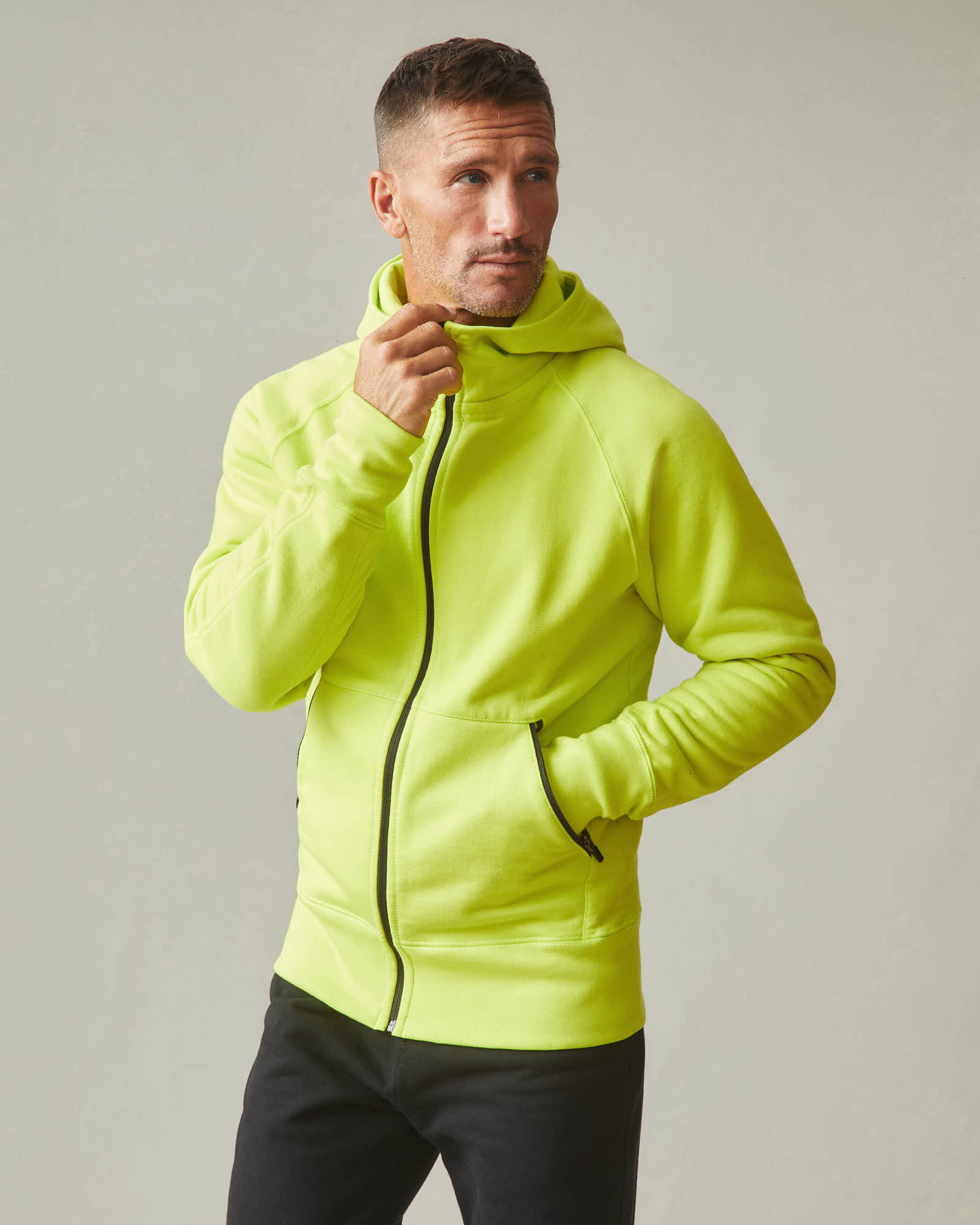 Men s Hoodie Storm Full Zip Electric Yellow by American Giant Made in The USA Size S