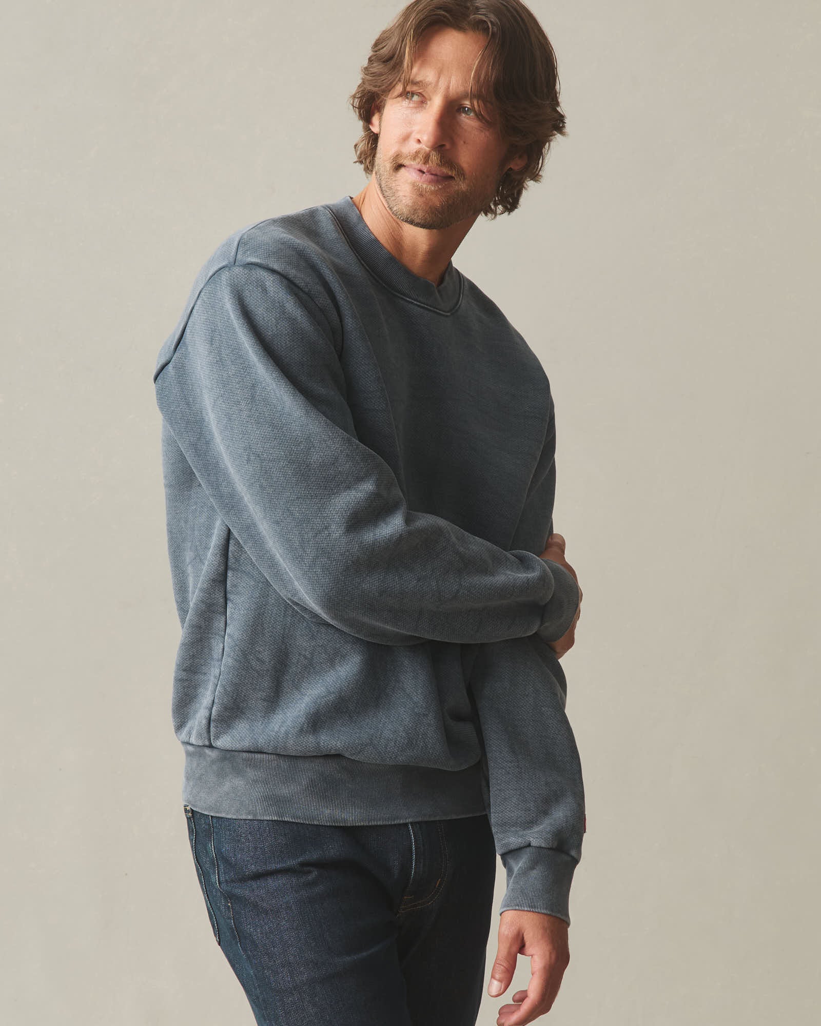 Unisex American Vintage Crew Sweatshirt - Mineral Wash Metropolitan Gr