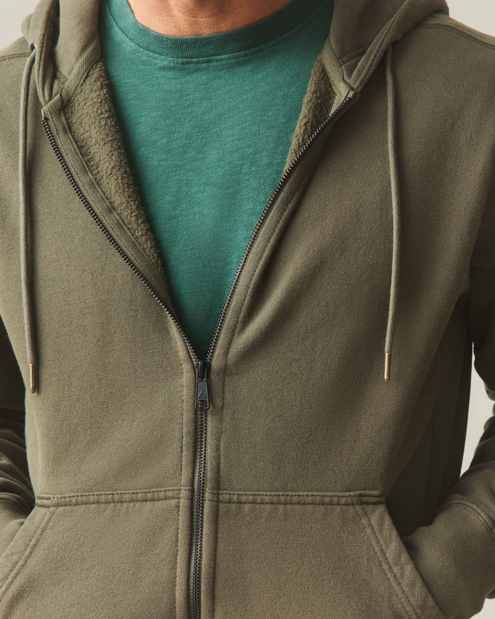 Men's Classic Full Zip Hoodie Sweatshirt – Heavyweight 300 GSM, Olive Green, Size 3XL By Uneek Clothing - View #7