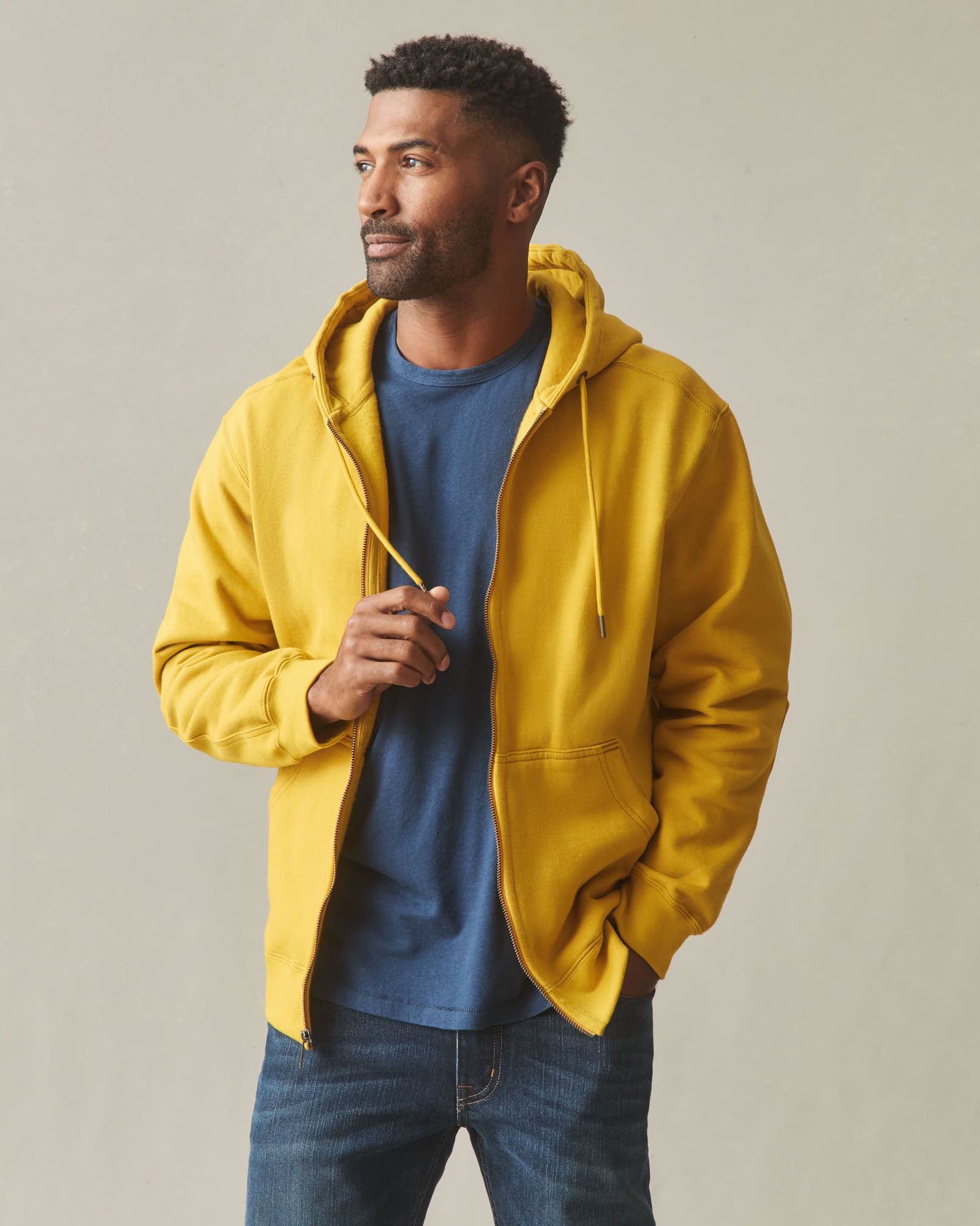 Men's Relaxed Classic Full Zip - Nugget Gold