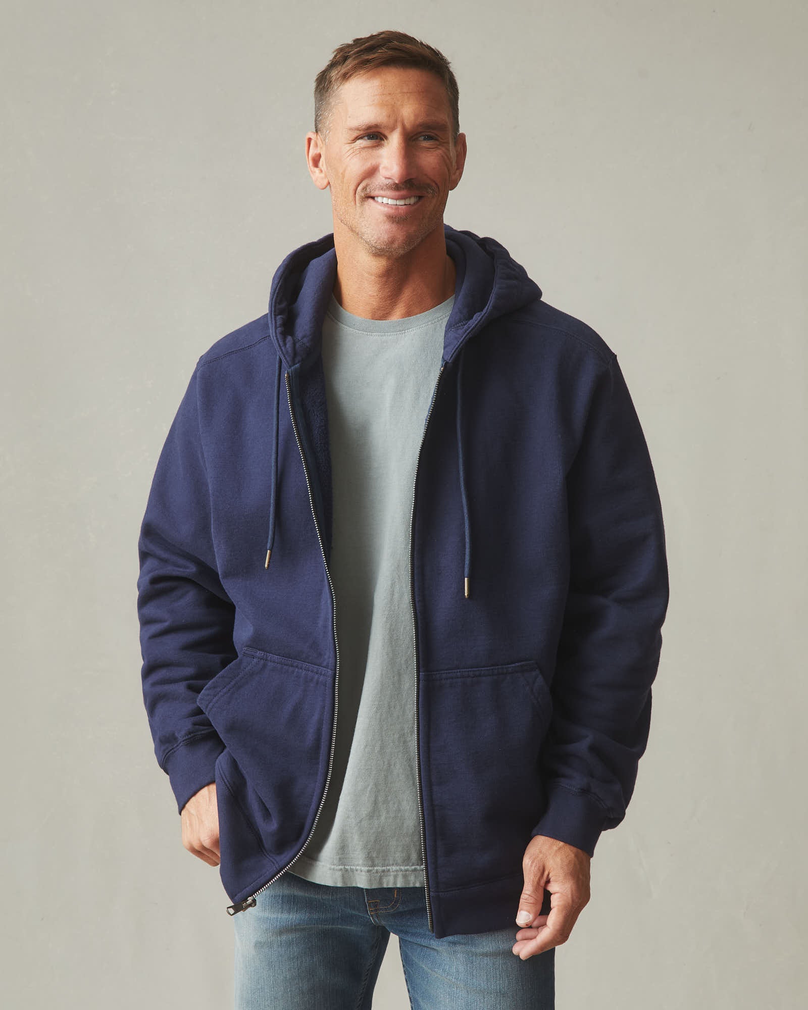 Men's Relaxed Classic Full Zip - True Navy