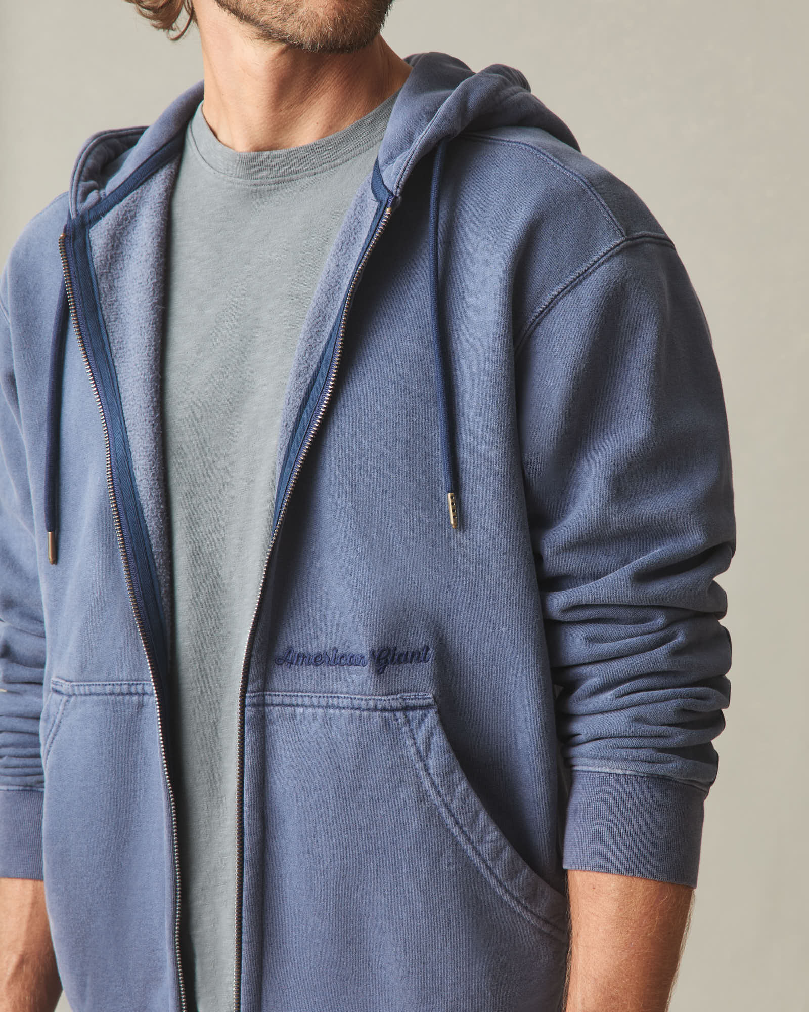 Men's Vintage Wash Relaxed Classic Full Zip - Washed True Navy