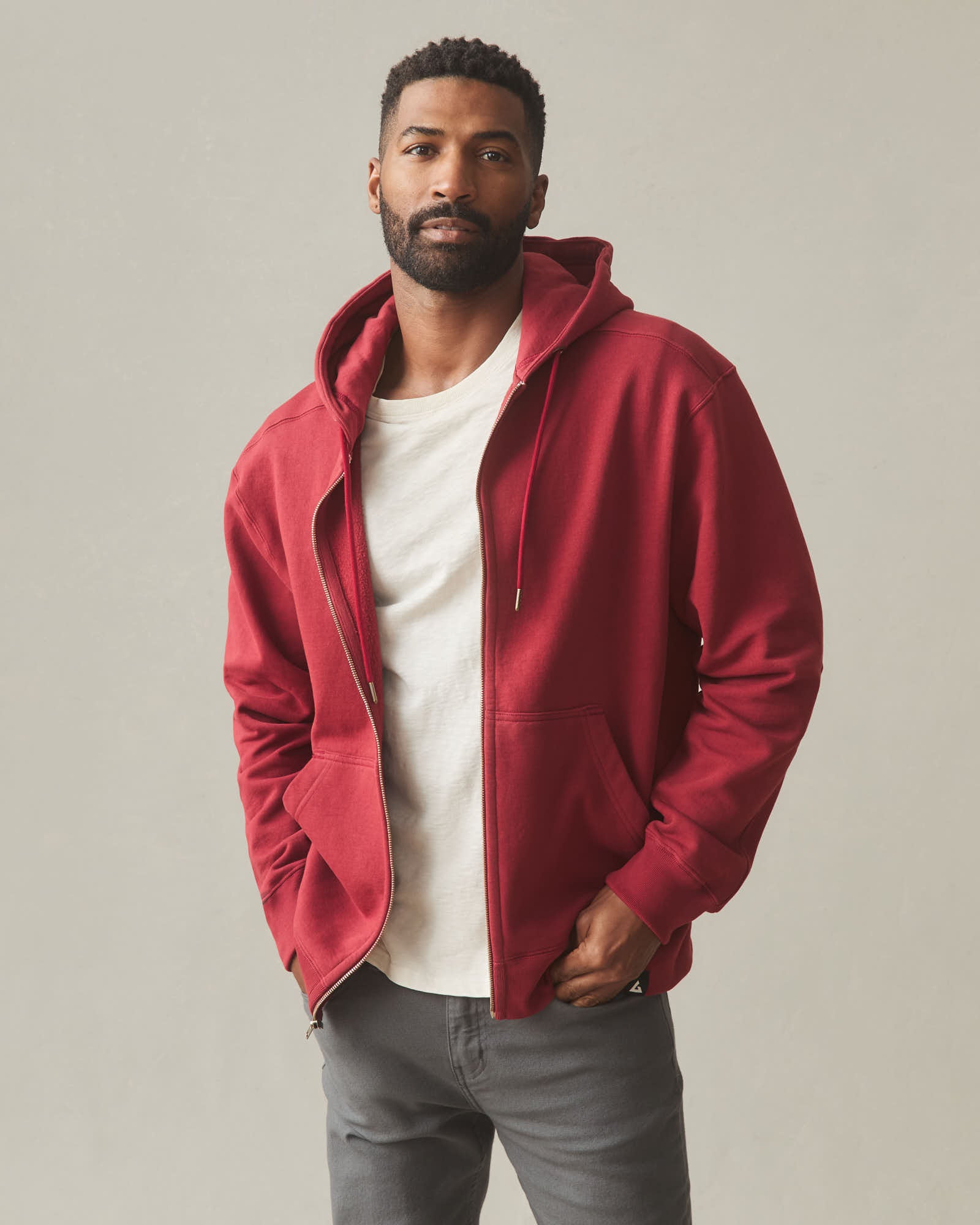 Men's Relaxed Classic Full Zip - Sundried Tomato