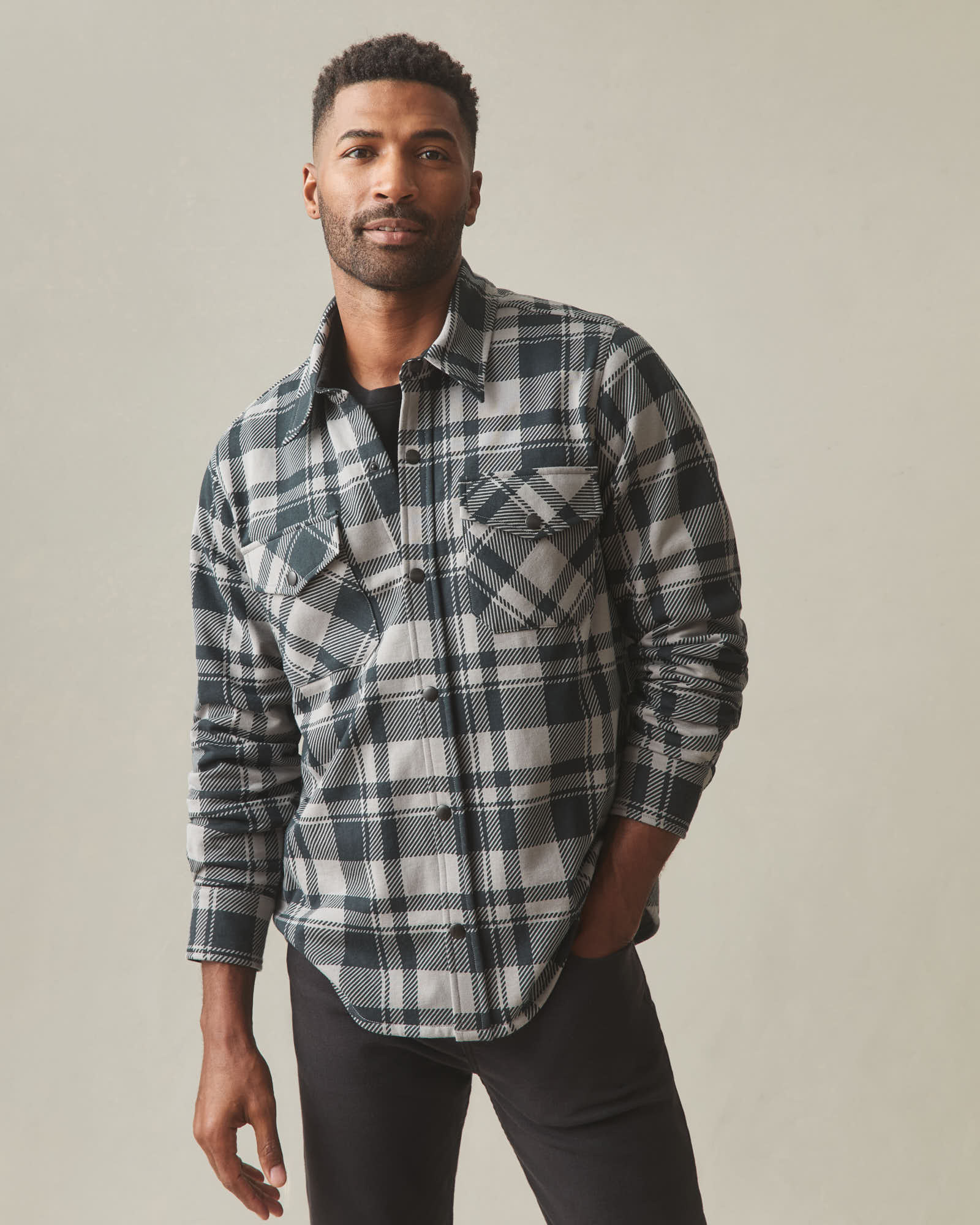 Unisex Redwood Fleece Overshirt - Silent Storm Plaid