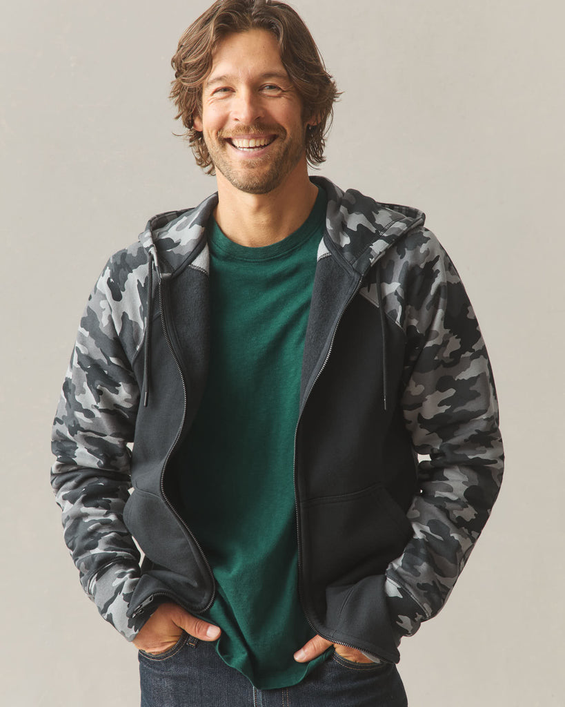 Men's Raglan Classic Full Zip - Black Camo