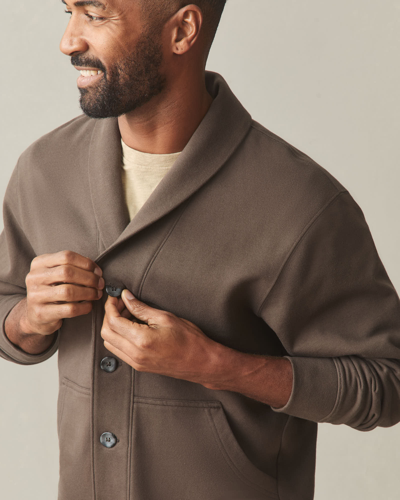Men's Shawl Collar Cardigan - Turkish Coffee