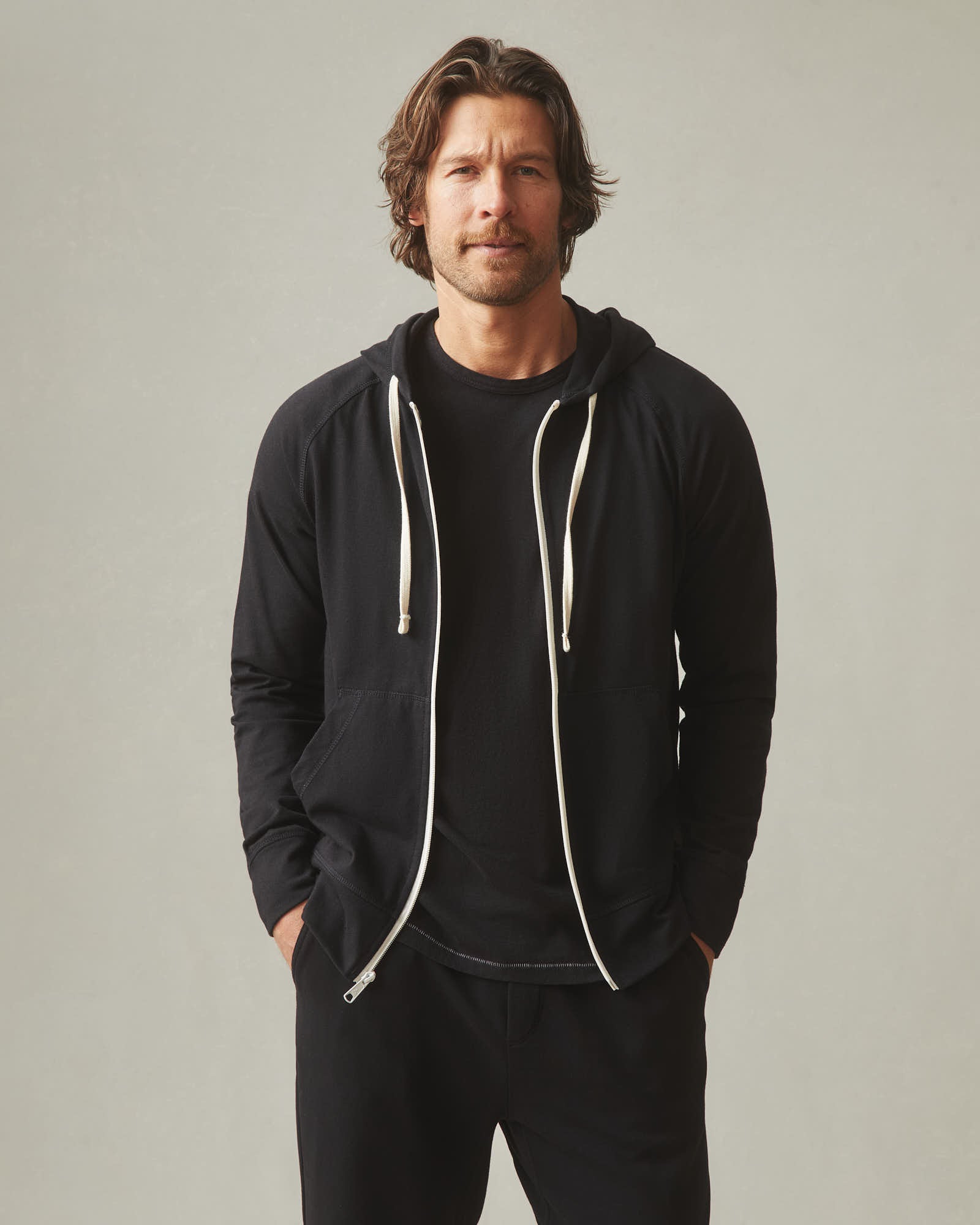 Men's Lightweight Full Zip Black Solid