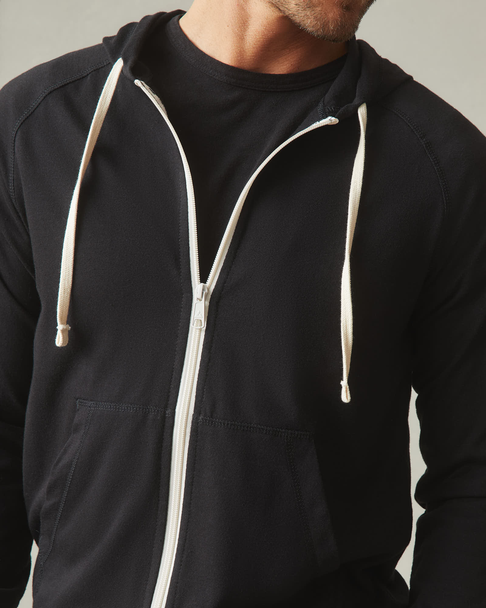Men's Lightweight Full Zip - Black Solid