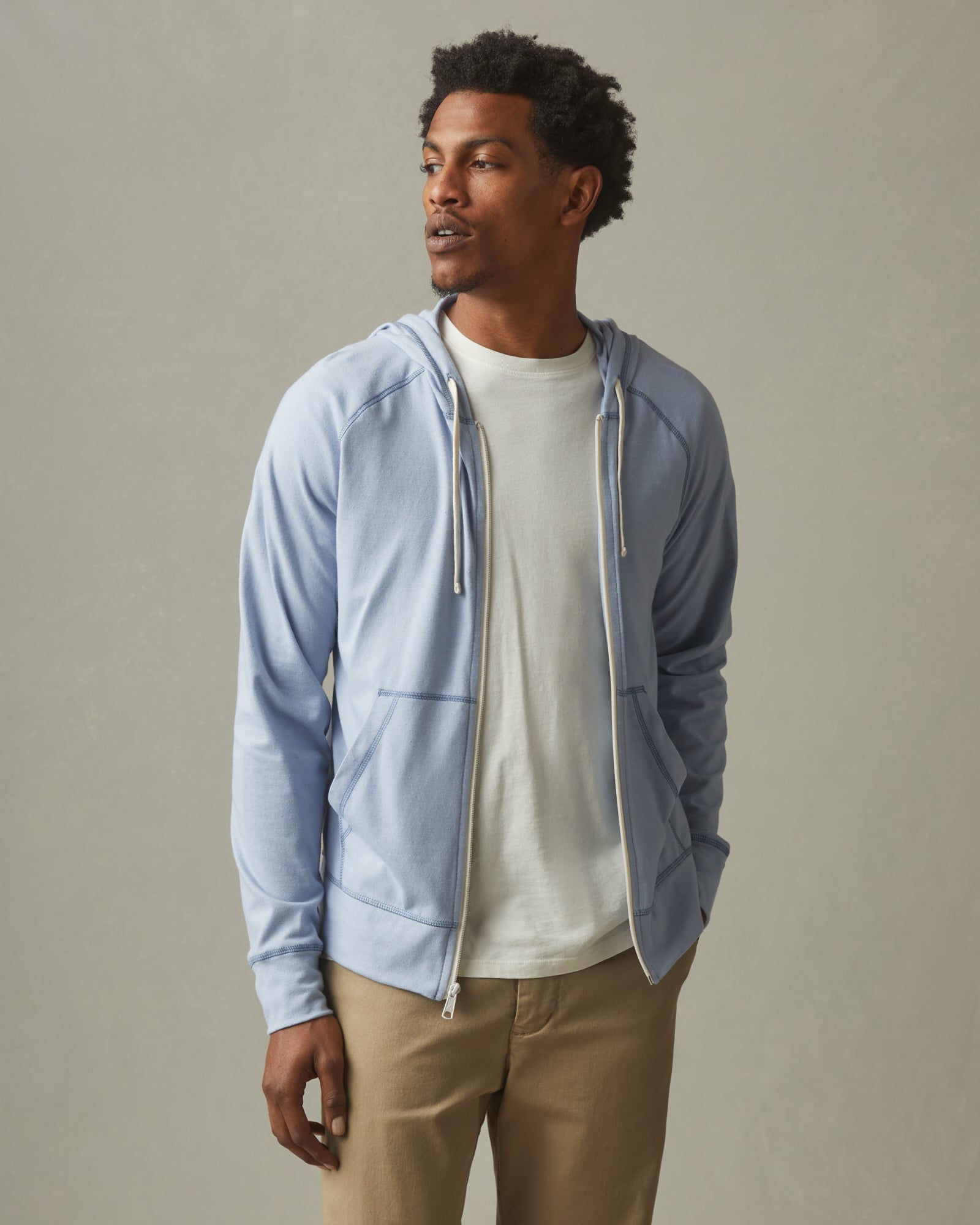 Lightweight Full Zip - Blue Blizzard