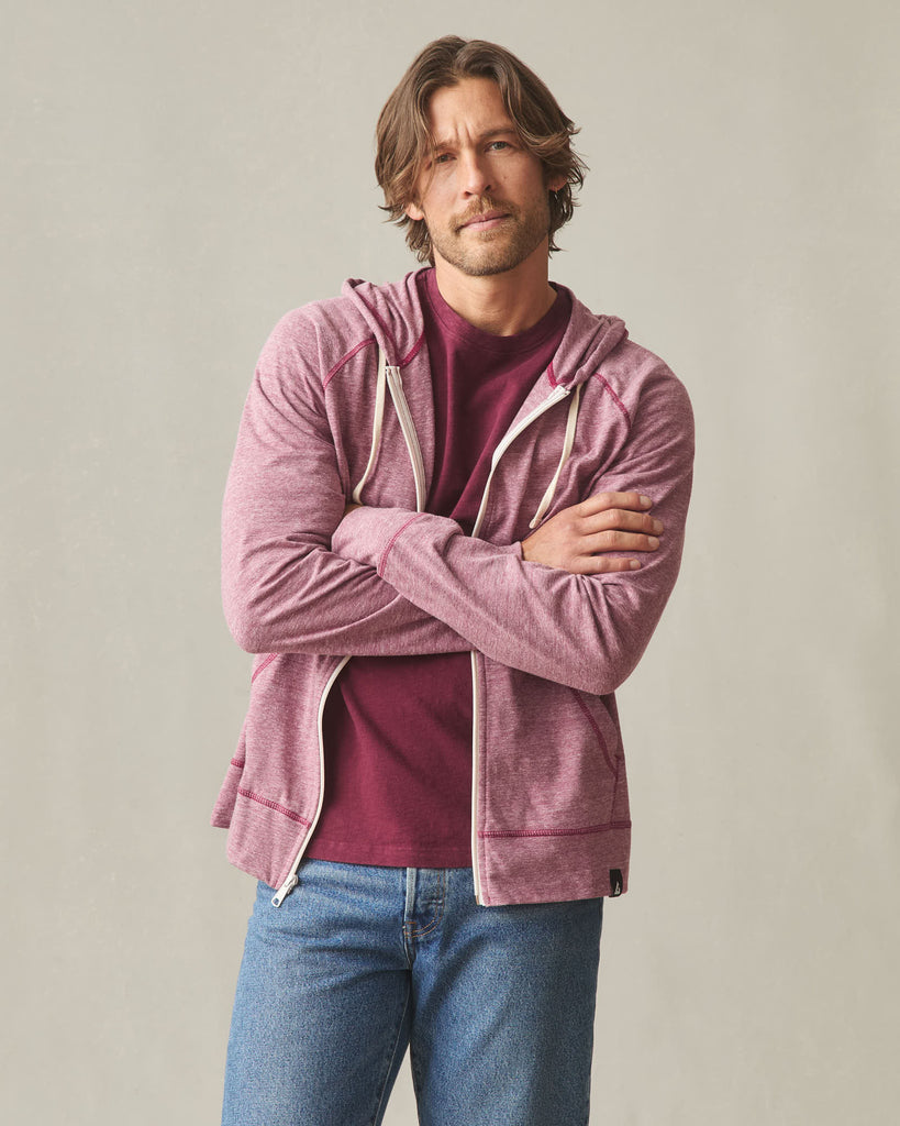 Men's Lightweight Full Zip - Bonfire Red Heather