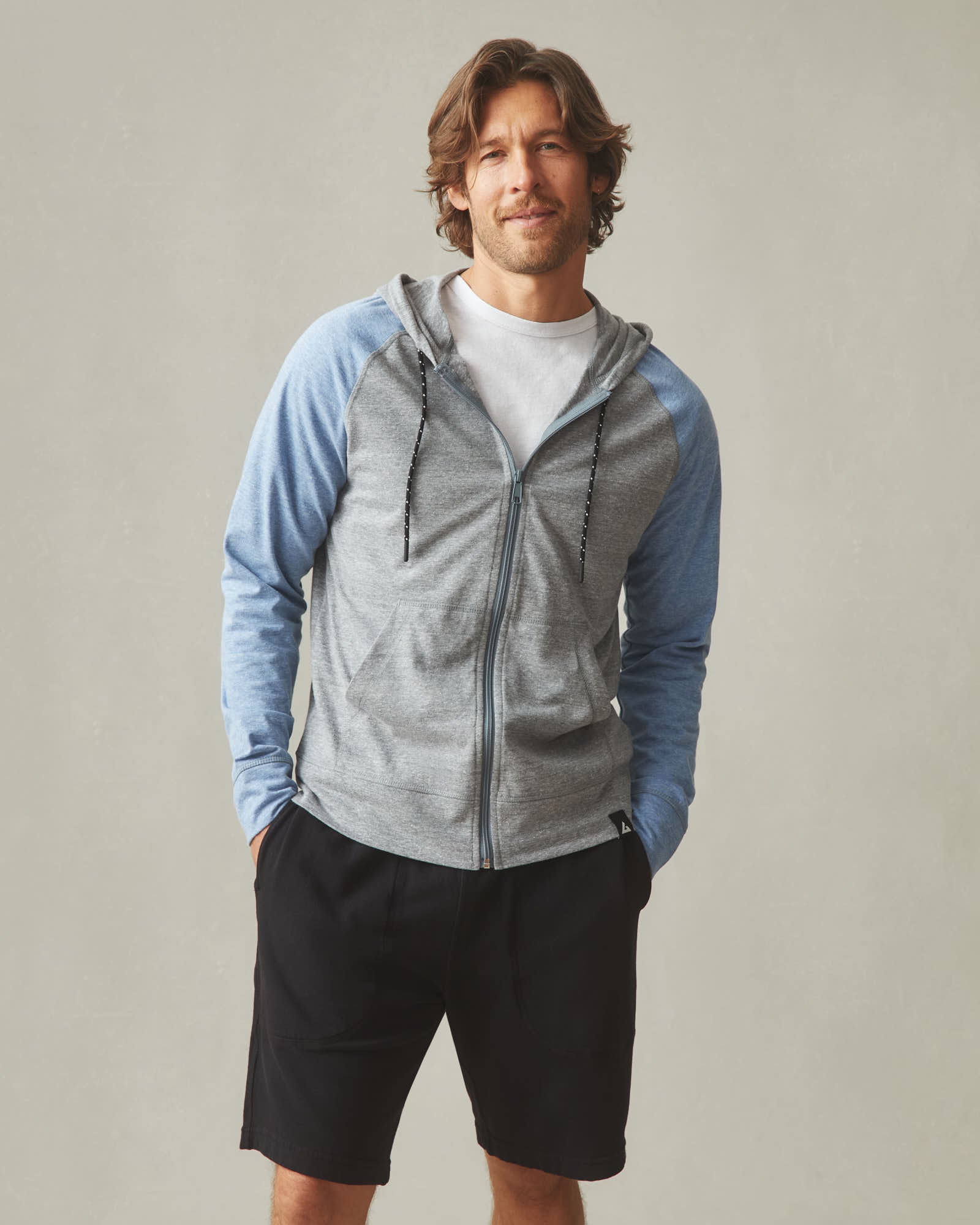 JJJ〜★ Men's Colorblock Lightweight Full Zip - Blue Jay Dark