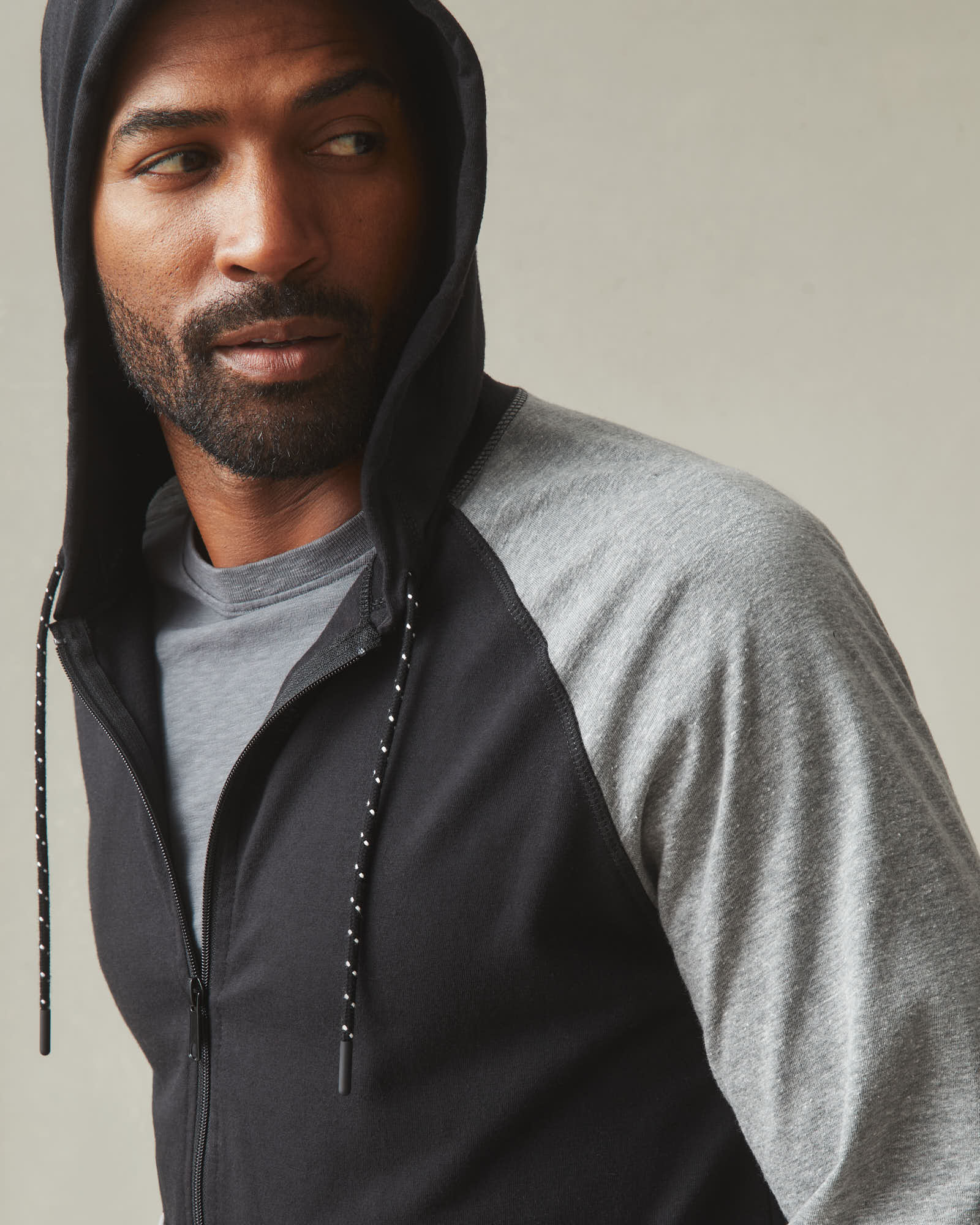 Men's Colorblock Lightweight Full Zip - Dark Charcoal Black Solid Heat