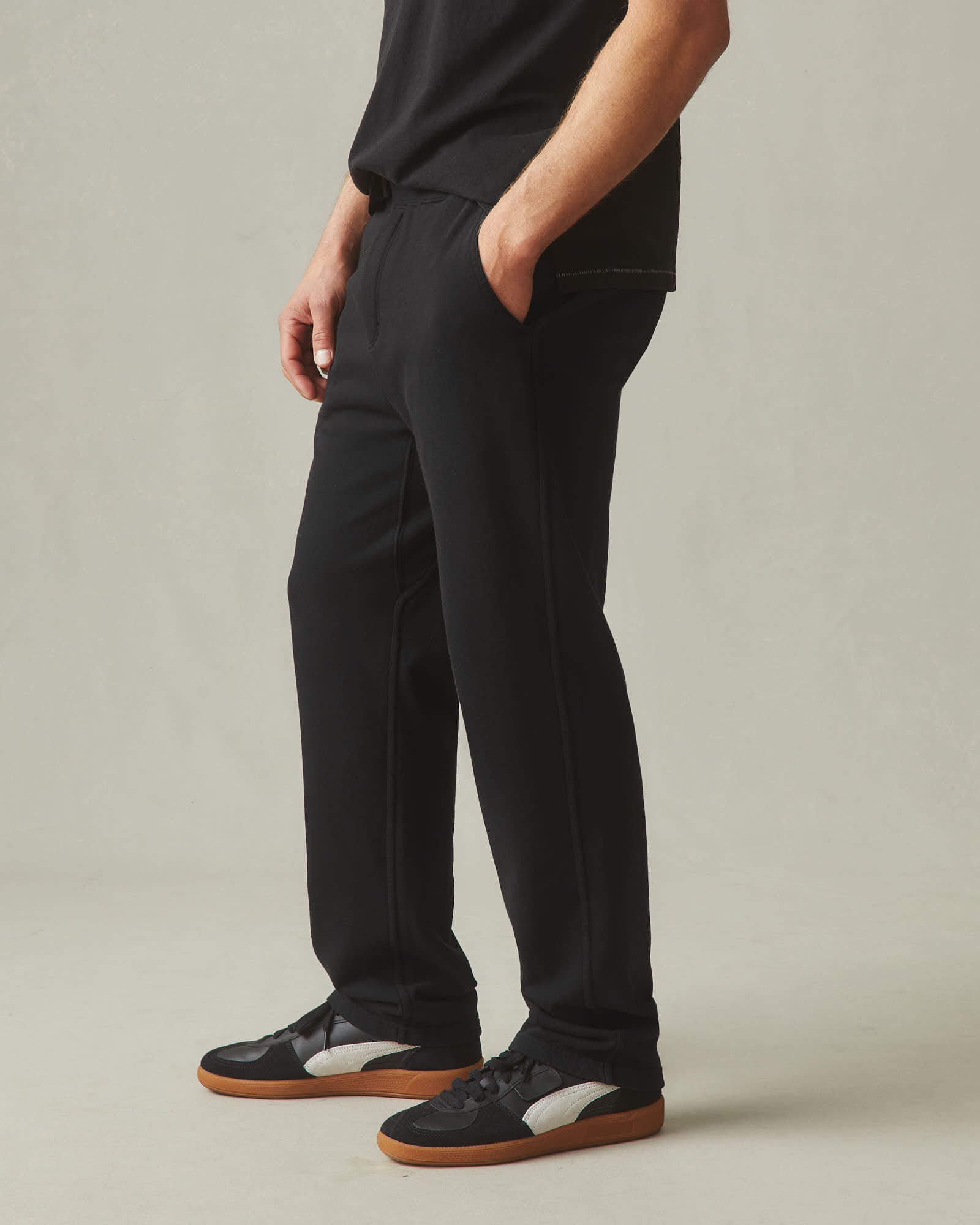 Men's French Terry Straight Pant - Black