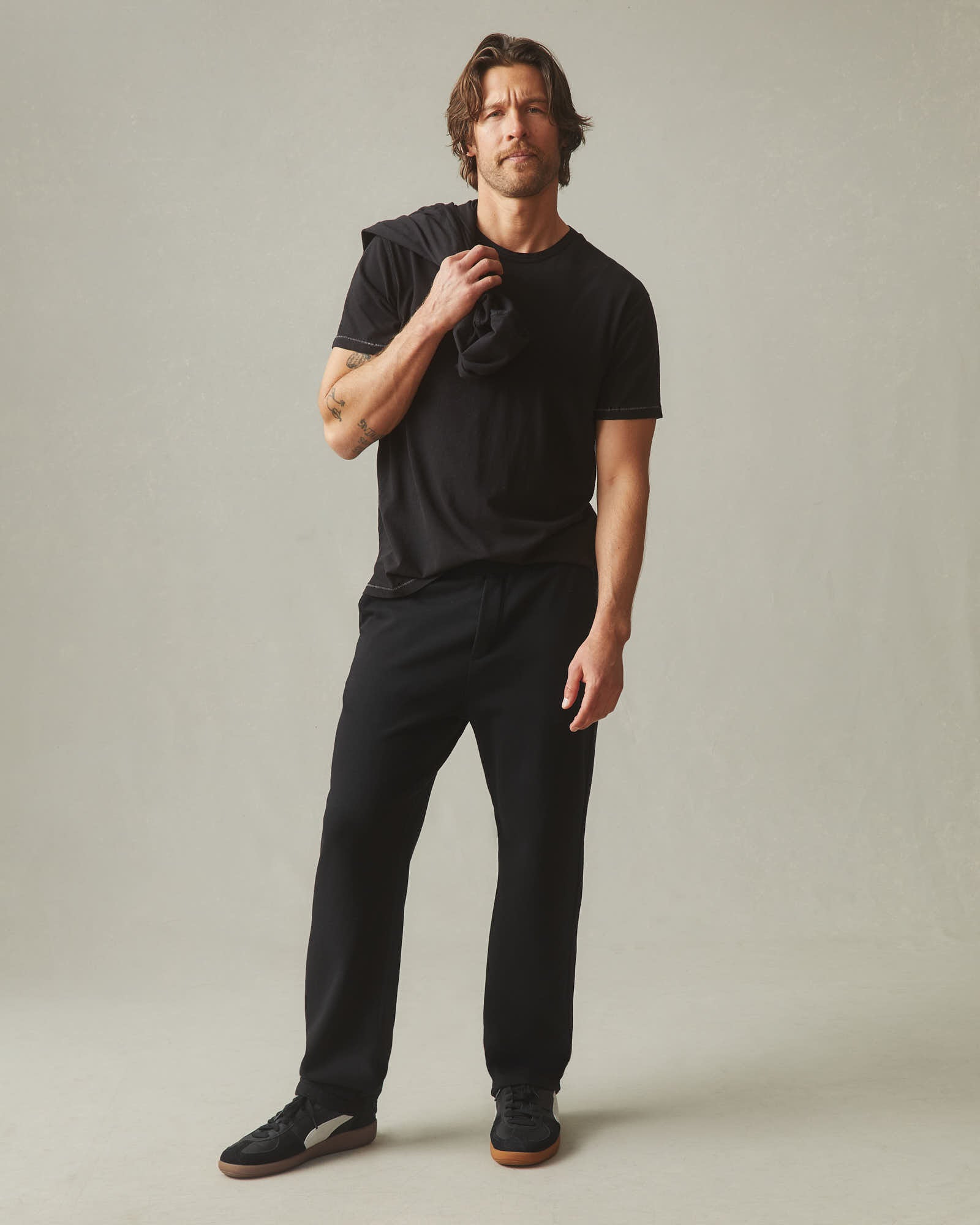 Men's French Terry Straight Pant - Black