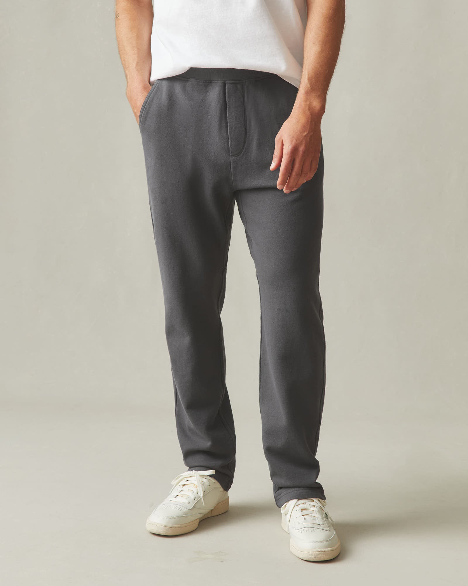 Men's French Terry Straight Pant Dark Charcoal