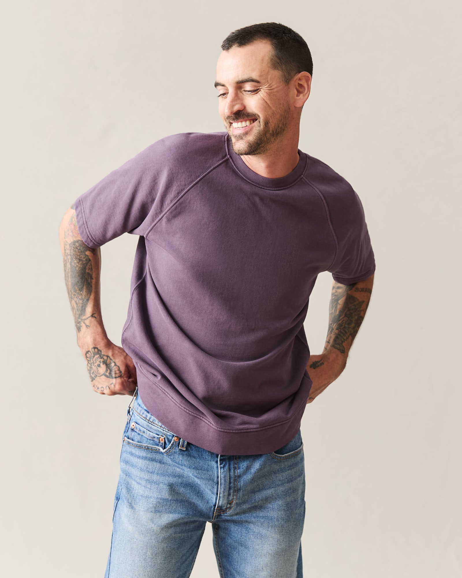 Men's French Terry Tee - Vintage Hortensia