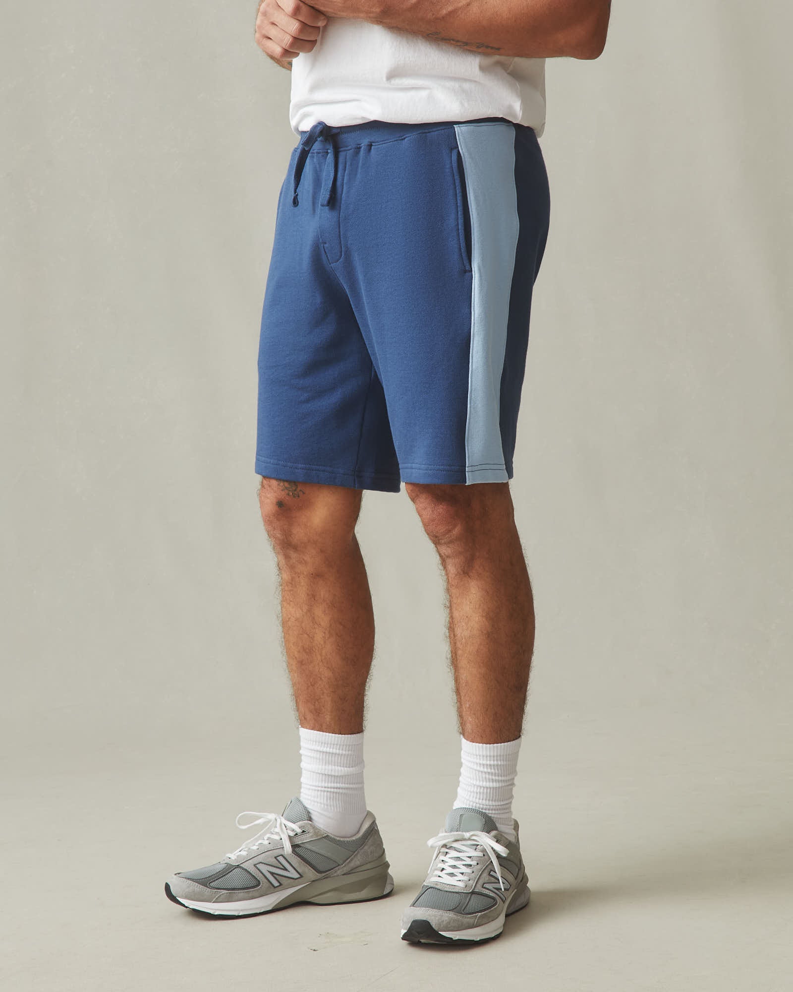 Men's Colorblock Sweatshort - Marine Navy Powder Blue