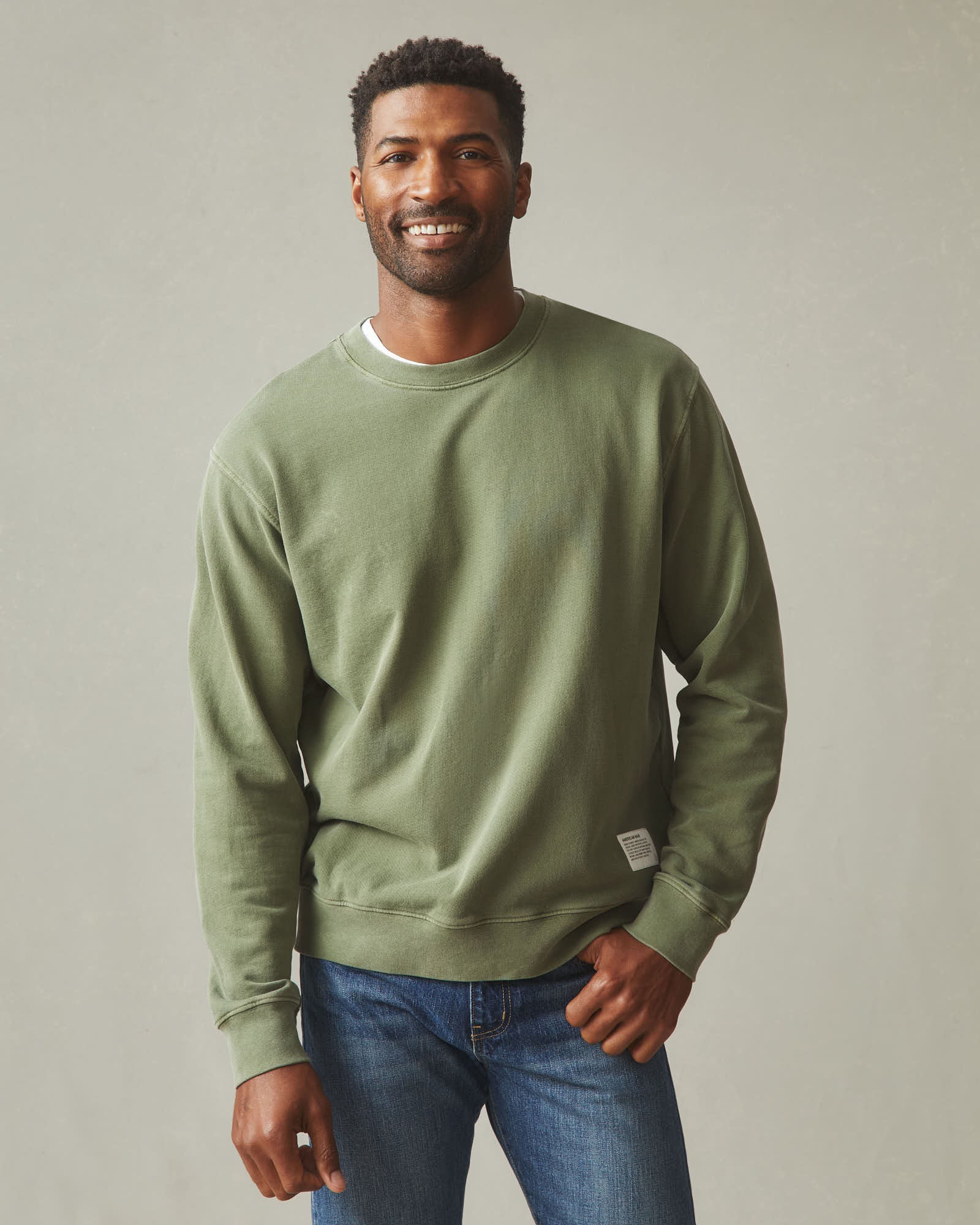 Men's Vintage Washed Relaxed French Terry Crew Fern