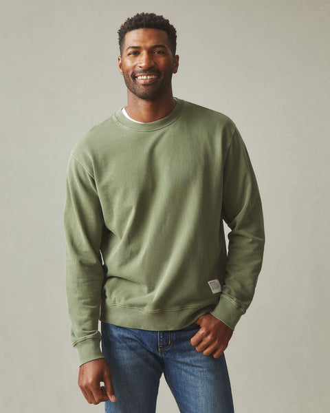 Vintage Wash Relaxed French Terry Crew - Fern