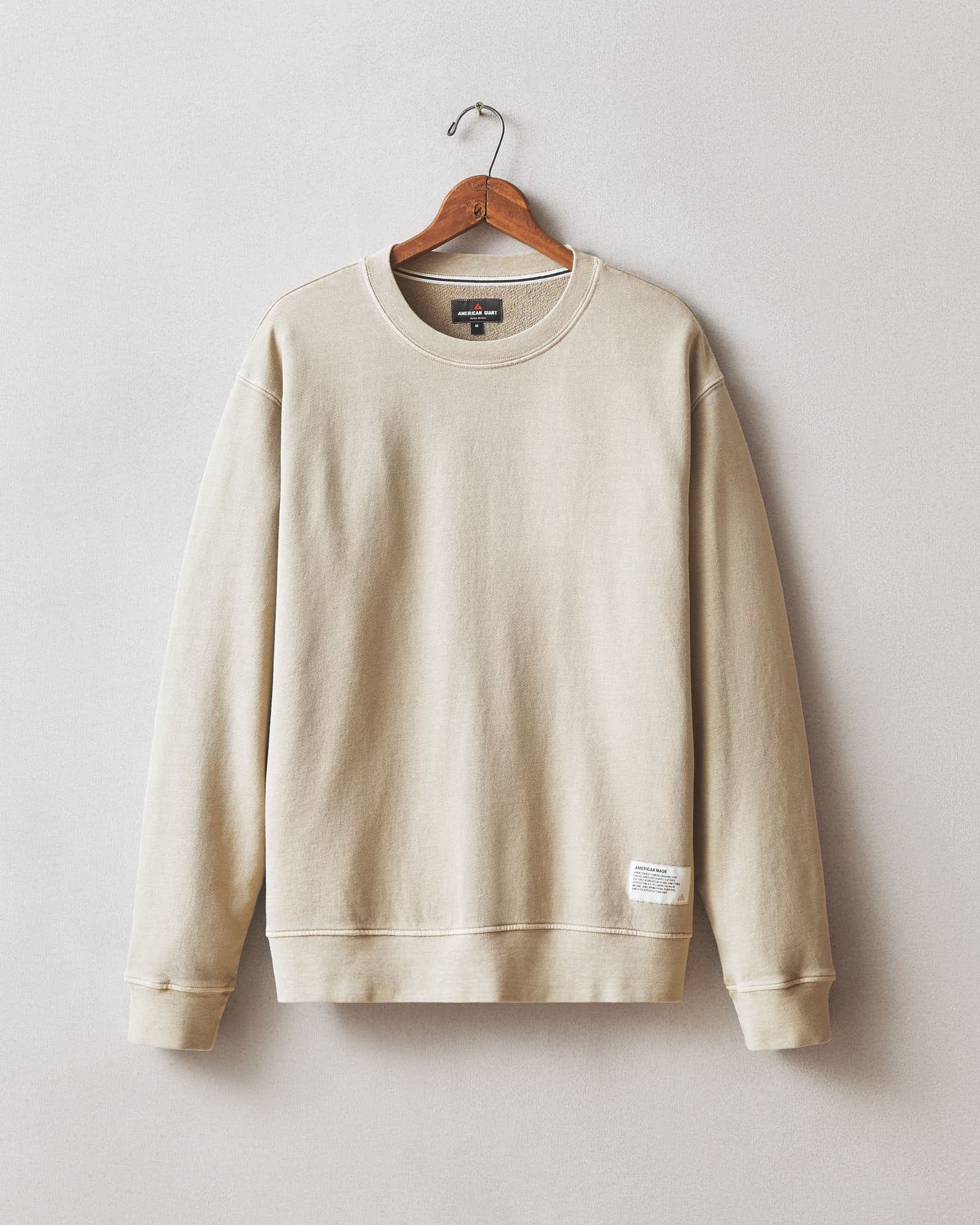 Men's Vintage Wash Relaxed French Terry Crew Sand