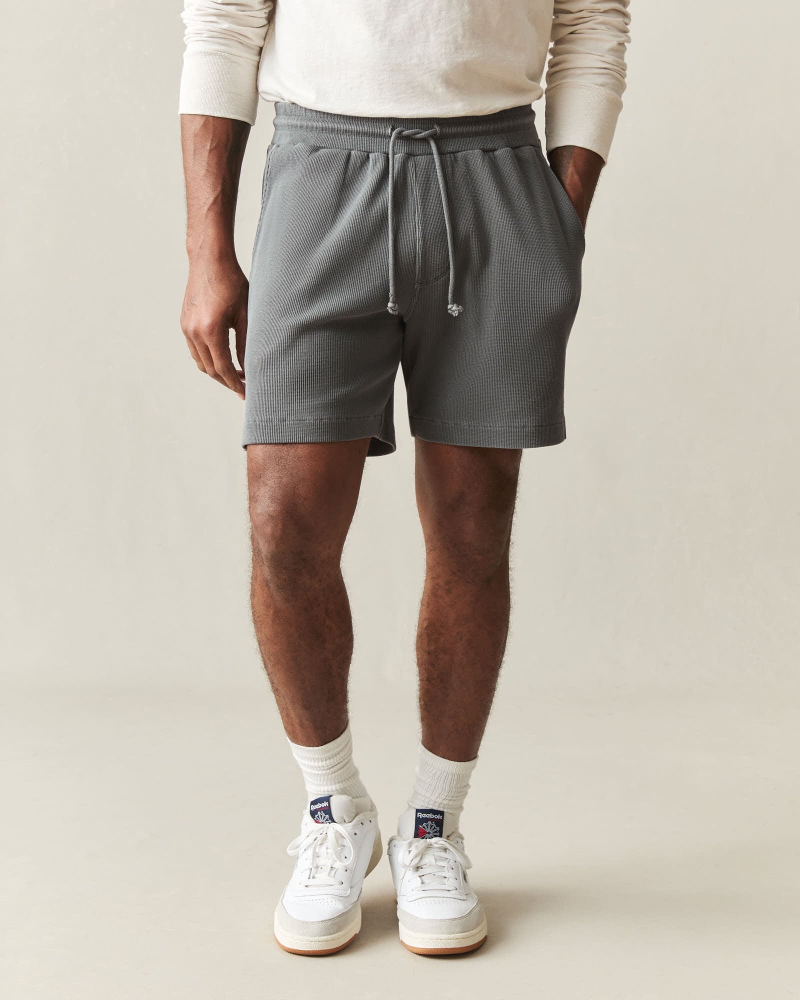 Men's Thermal Shorts - Grey Pinstripe