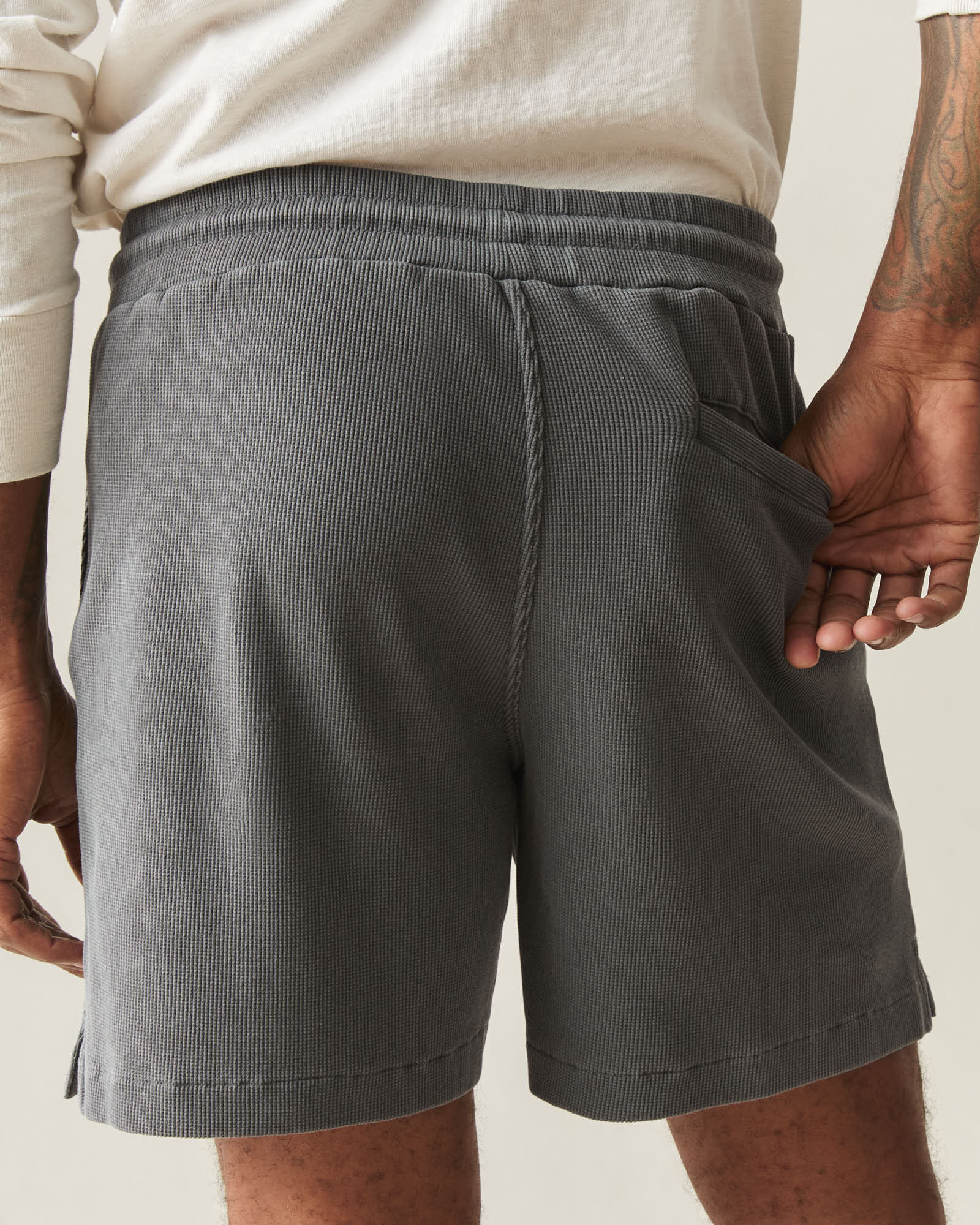 Men's Thermal Shorts - Grey Pinstripe
