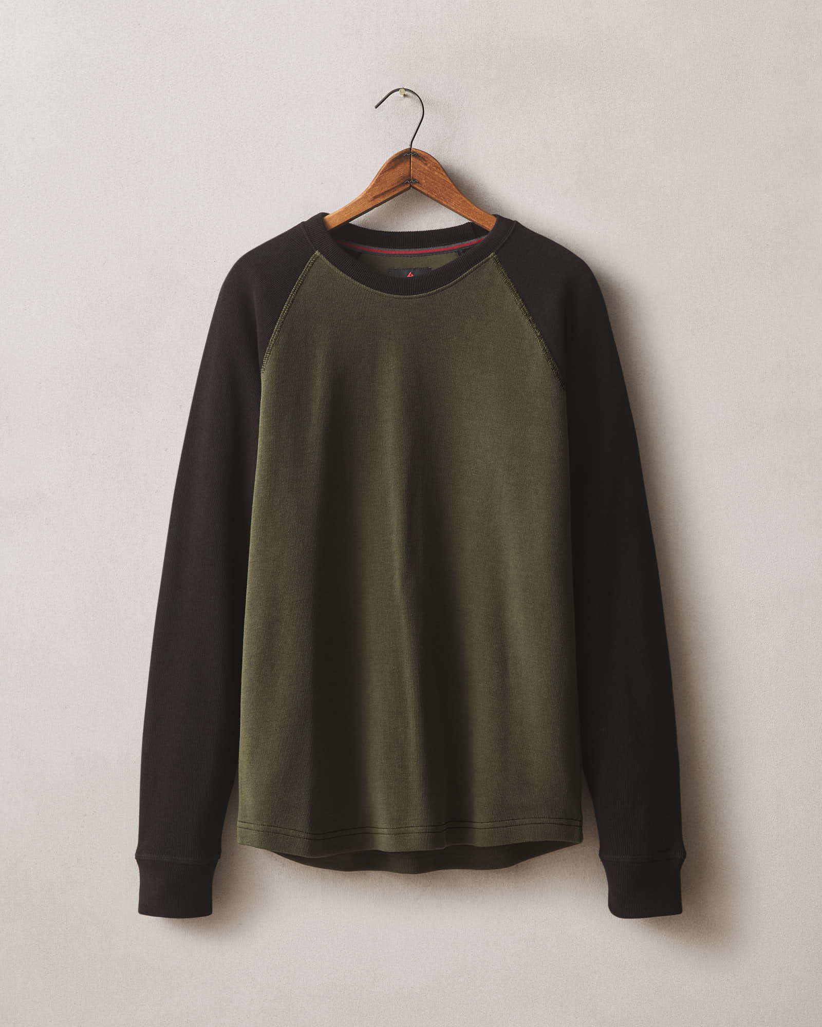 Men's French Rib Raglan Colorblock - Deep Olive Black
