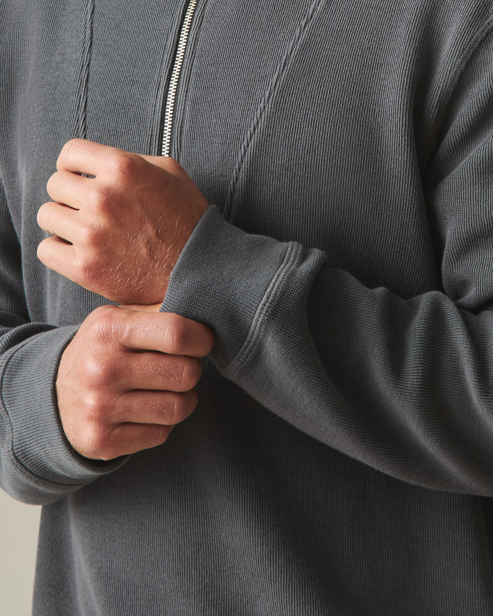 Men's French Rib Half Zip - Dark Charcoal