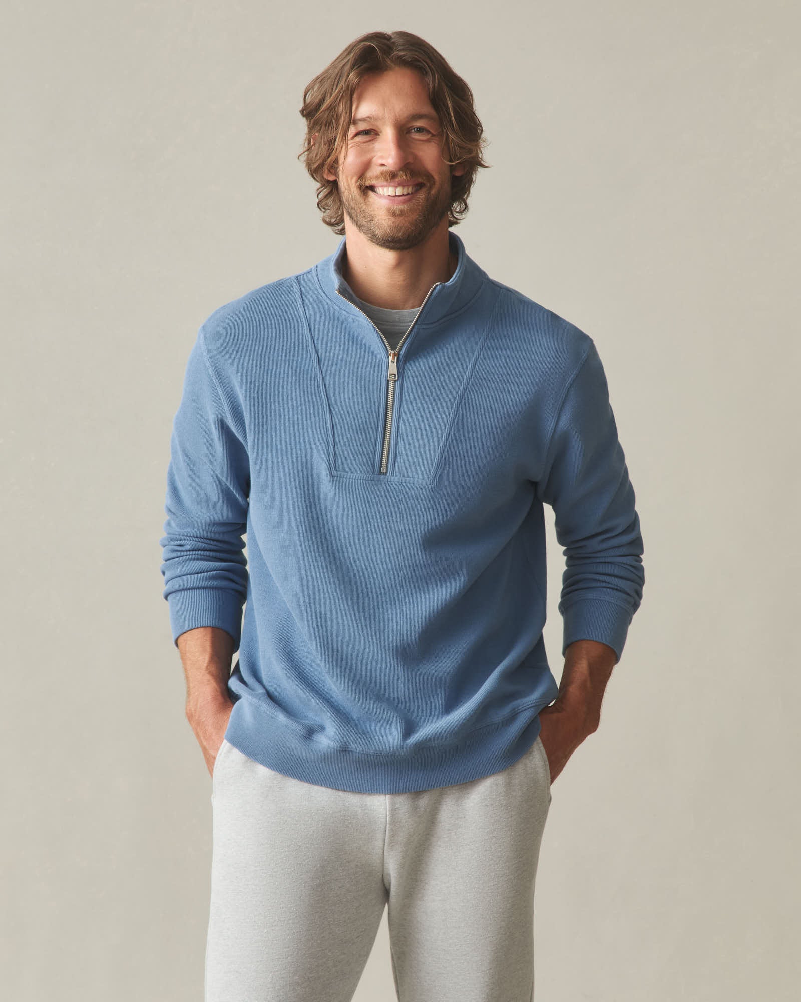 Men's French Rib Half Zip - Quiet Harbor