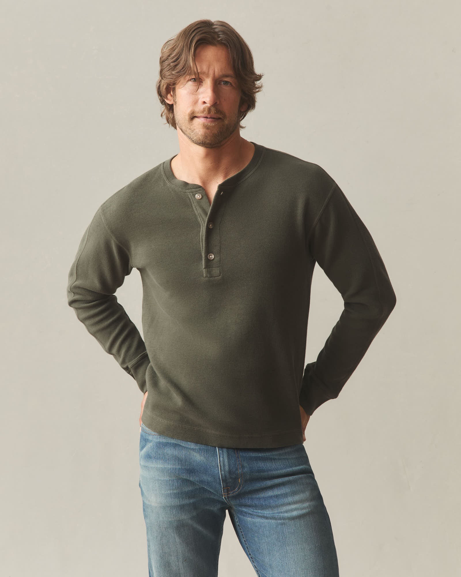 Men's French Rib Henley - Loden